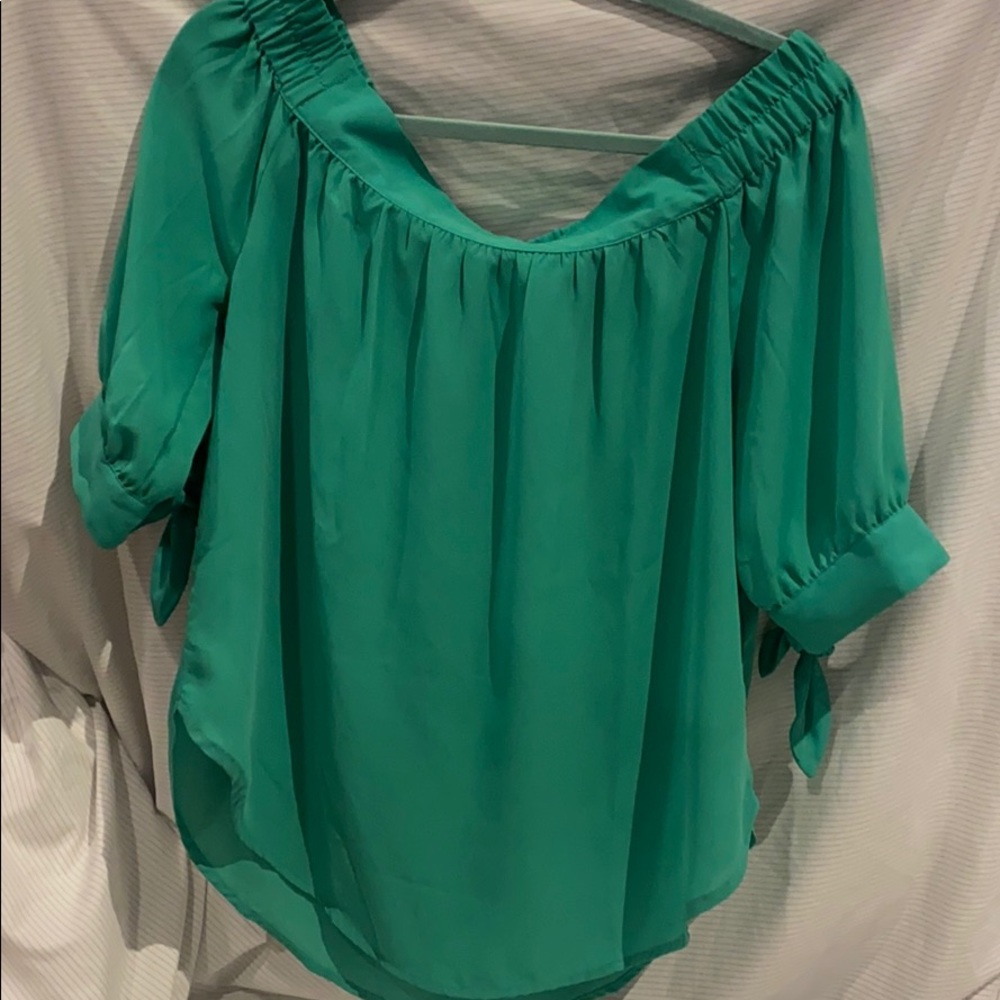Emerald green OTS blouse